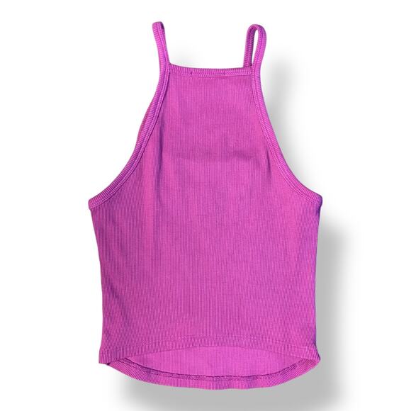 Zara Cropped Cut Out Tank Top Womens Size M Fuchsia Pink - Picture 4 of 5